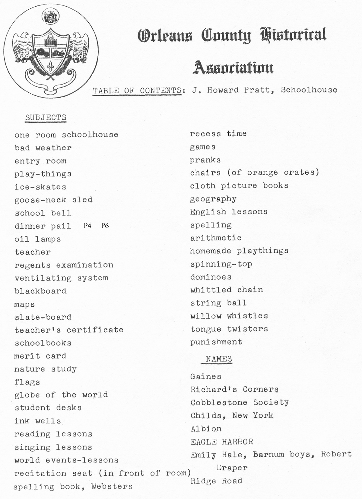 Pratt Schoolhouse Index